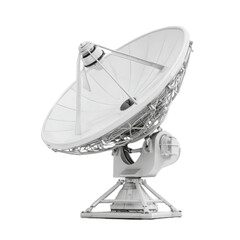 A white satellite dish is on a white background