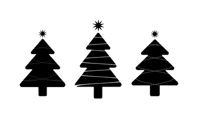 Obraz premium Christmas Tree Icon Set – Vector Silhouette Holiday Tree Collection