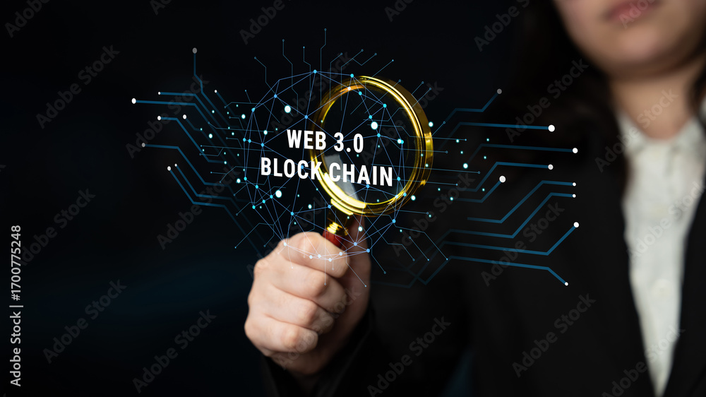 Poster web 3.0 and blockchain technology as the foundation for a decentralized web. a concept of a distribu