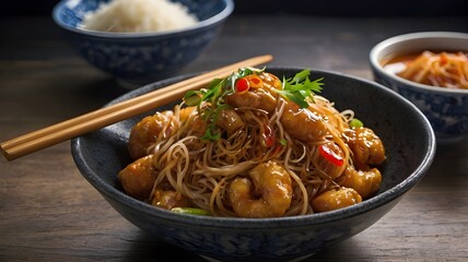 chinese food noodles with chicken