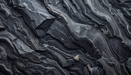 Obraz premium Dark Gray Rock Layers with Intricate Patterns.