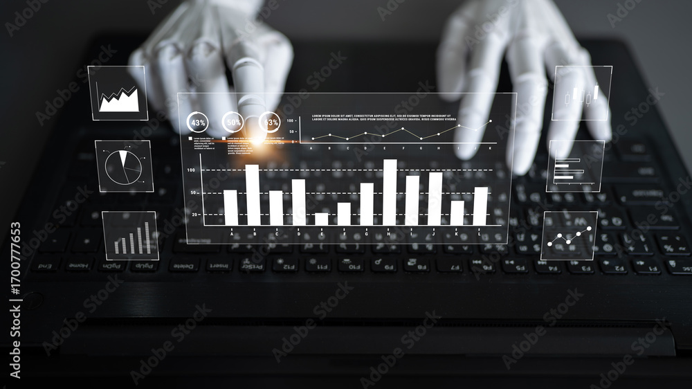 Poster an ai interface for financial data analysis and stock market reporting. using ai to generate charts 