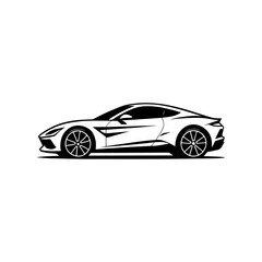 Minimalist sports car side view with sharp aerodynamic lines