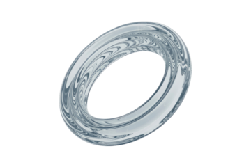 Abstract 3D rendering of a swirling, translucent, light-blue ring on a transparent background. background removed