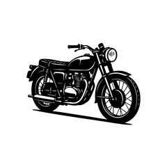 Vintage motorcycle silhouette with classic round headlight