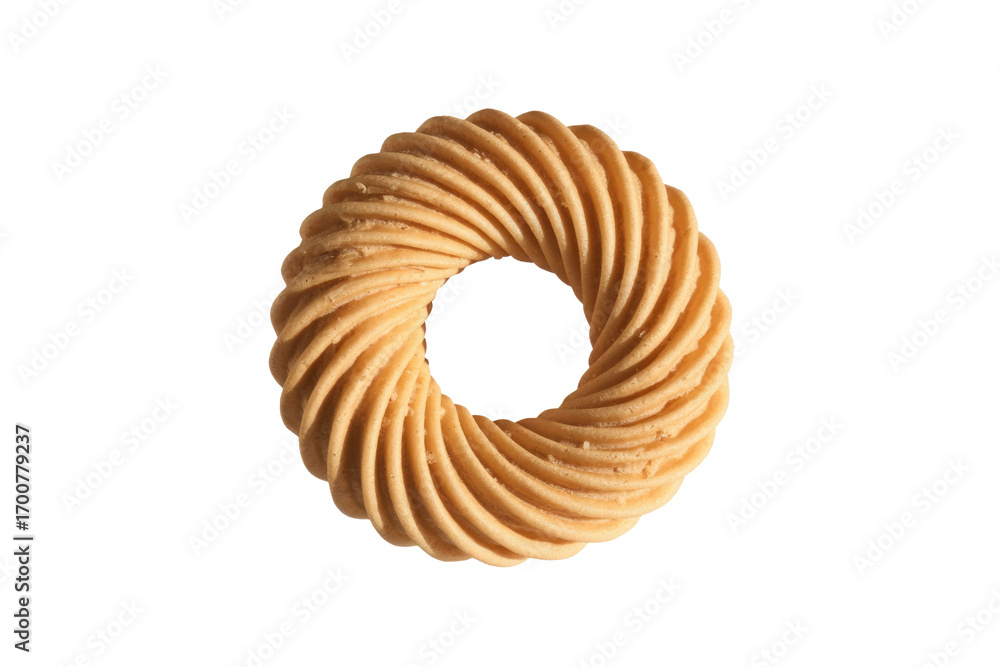 Poster a single, swirl-patterned, ring-shaped cookie isolated on a transparent background. background remov