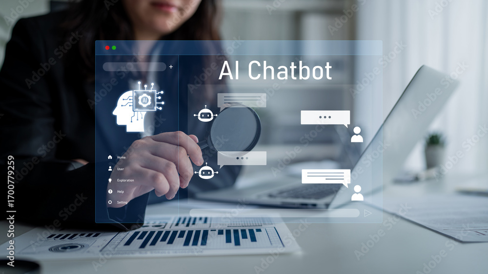Aufkleber ai chatbot interface facilitates communication, chatbot, and ai interaction for automated user suppo