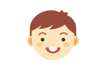 Illustration of a smiling cartoon young boy with brown hair and tan skin