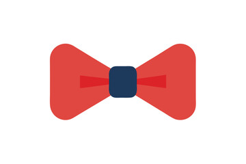 Stylized red bow tie with dark blue knot on white background