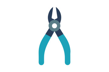 Isolated blue handled pliers tool for gripping cutting or crafting on white