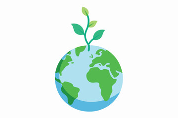 Stylized Earth with Growing Plant Depicts Environmental Awareness and Sustainability