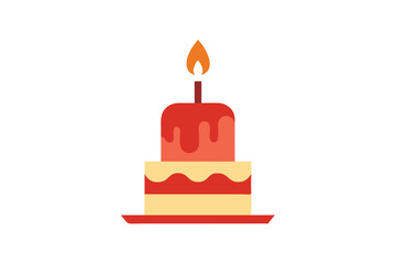 Illustration of a two layer birthday cake with a single candle