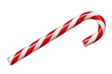 A classic red and white candy cane, isolated on a transparent background, perfect for Christmas. background removed