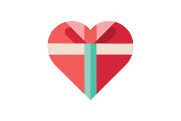 A brightly colored heart shaped gift box on a white background