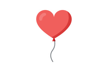 A cheerful cartoon red heart balloon floating against a bright white background