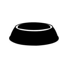 Simple black and white illustration of a pet bowl or dish for food