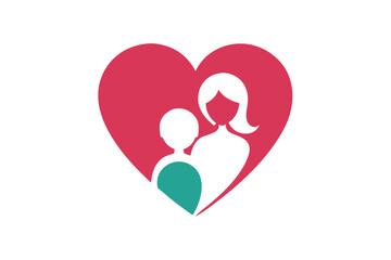 Mother and Child Graphic Design in Heart Shape Symbol Illustration