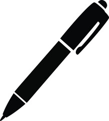 Black ballpoint pen vector illustration icon for writing and design projects