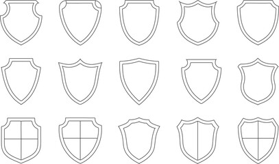 Vintage Medieval Shield and Coat of Arms Heraldry Crest Emblem Illustration in Black and White Line Art Style