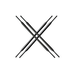 Naklejka premium Black knitting needles arranged in a creative cross pattern on a plain background