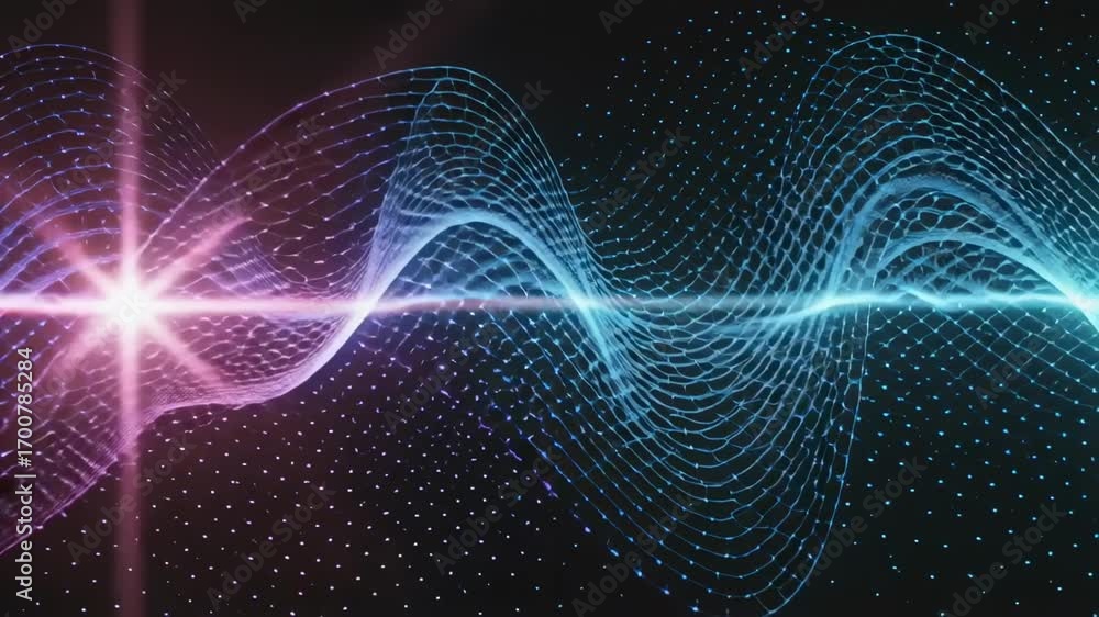 Poster abstract wave animation background with glowing light effect for presentation and design