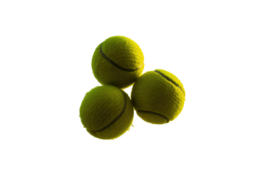 Three tennis balls stacked against a transparent background. background removed