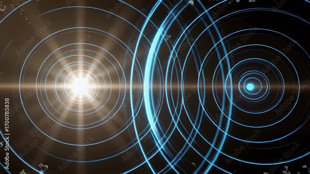 Poster abstract glowing circles animation background seamless loop for technology and science 100