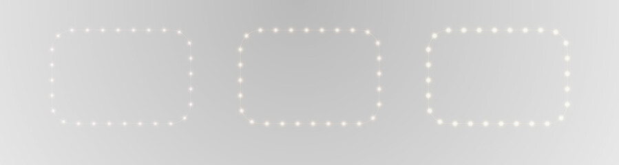 lights garland, frame led neon lamp. abstract transparent background.  Glowing light sparkles. PNG illustration.  © Russell Edwards