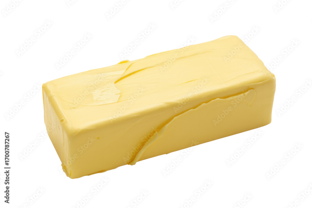 Aufkleber a rectangular block of pale yellow butter, isolated on a transparent background. background removed