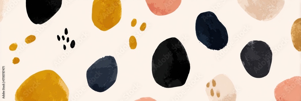Poster colorful abstract design featuring various textured shapes on a light background created for modern 