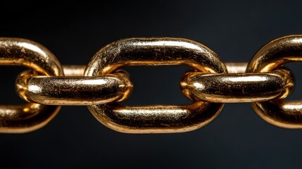 Premium photo of close up of a single gold chain link, abstract macro photography of jewelry, metal, and luxury.