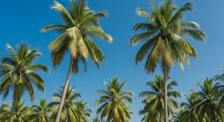 Coconut Palm Trees Against a Clear Blue Sky.