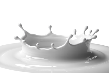 A crown-shaped splash of white liquid, like milk or cream, on a transparent background. background removed