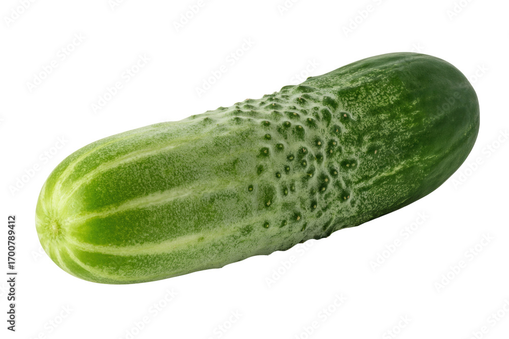 Poster a single, fresh green cucumber isolated on a transparent background. background removed