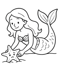 Mermaid coloring page for kids