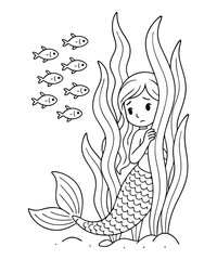 Mermaid coloring page for kids