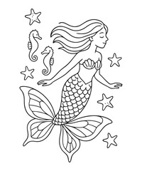 Mermaid coloring page for kids