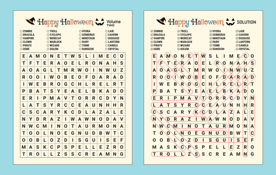 Halloween Word Search For Kids 8-12 - Volume Two
