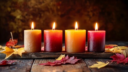 Autumn candles glowing warm cozy seasonal home decor inspiration