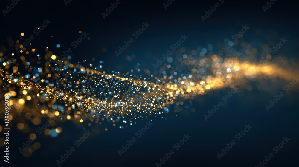 Aufkleber sparkling golden particles dance elegantly over a deep blue background creating a mesmerizing visual effect in the enchanting atmosphere