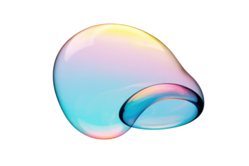 Abstract pastel-colored bubbles, iridescent, transparent, floating against a transparent background. background removed