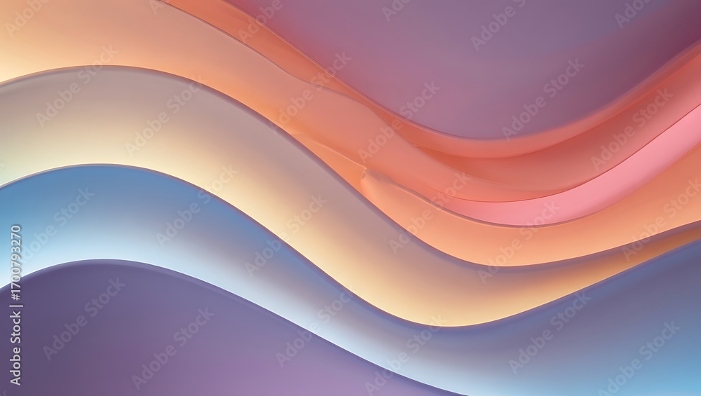 Poster abstract pastel paper waves with elegant gradient color for modern background design