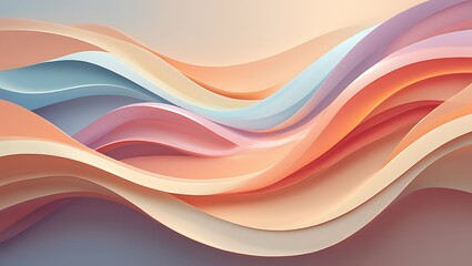 Obraz premium Abstract pastel wave background in soft peach pink blue and lavender tones creating flowing layers