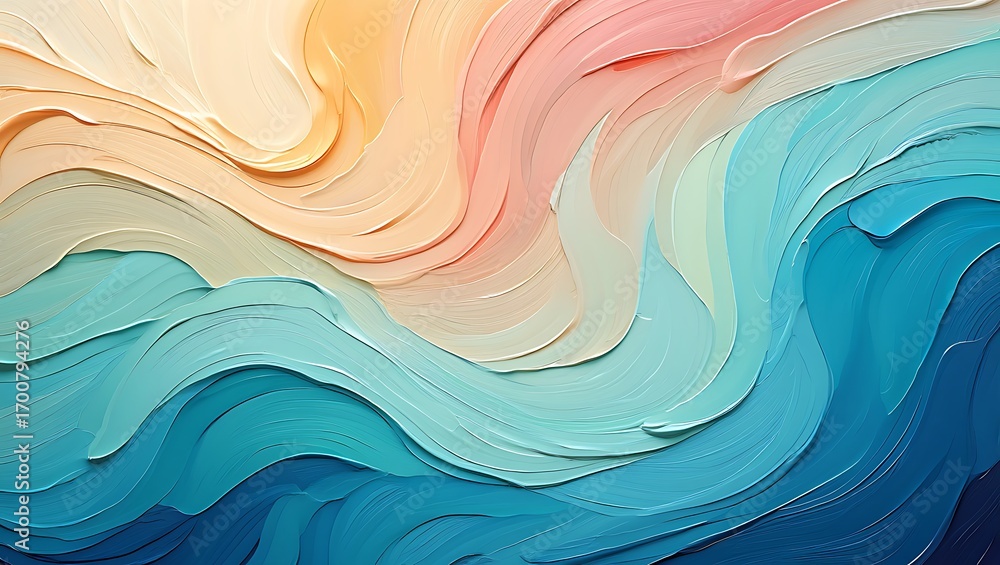 Poster abstract pastel waves of tranquility colorful artistic background for creative projects and design