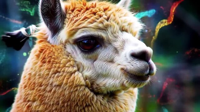Alpaca closeup vivid colors