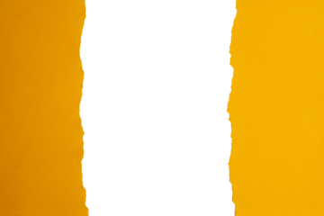 Torn yellow paper edges with black center on transparent background

