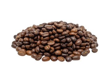 Obraz premium A pile of roasted coffee beans isolated on a transparent background. background removed