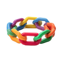 A colorful chain bracelet with a rainbow of colors