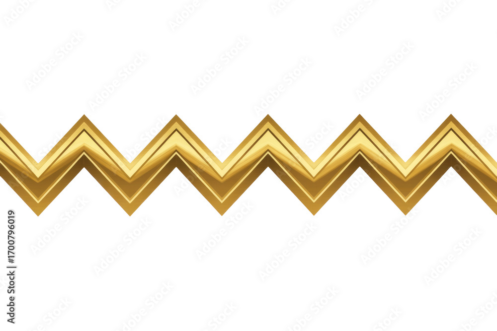 Poster Golden zig-zag pattern on transparent background; elegant, decorative, and seamless. background removed