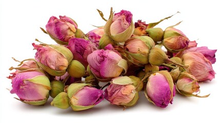dry tea rose buds isolated on white no logos no brands ar 169